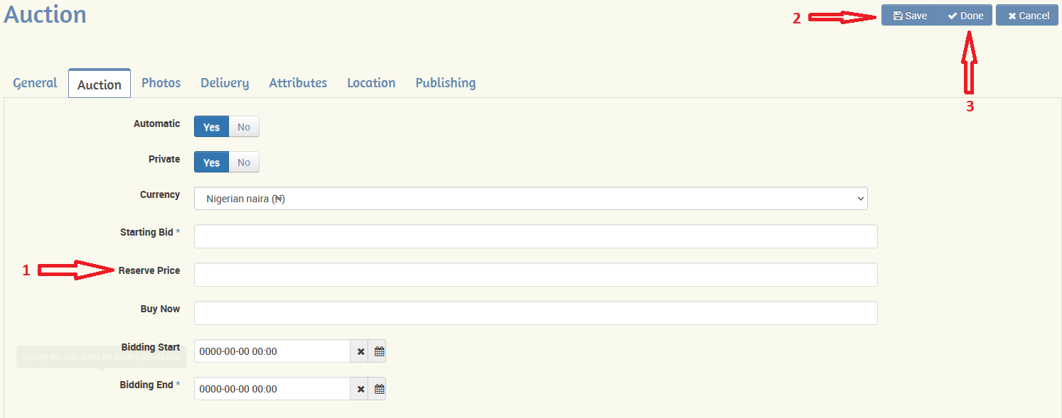 Auction reserved price MartFame Nigeria